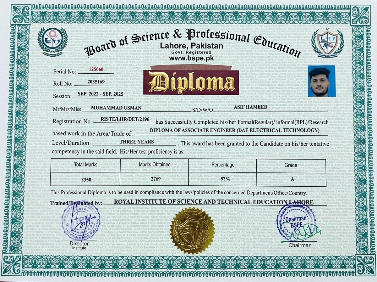 Diploma of Associate Engineer (D.A.E - Electrical)